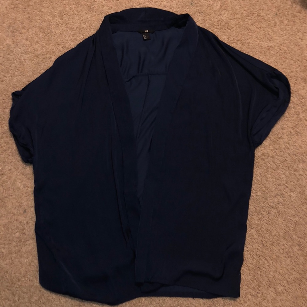 H&M Short sleeve silk navy kimono